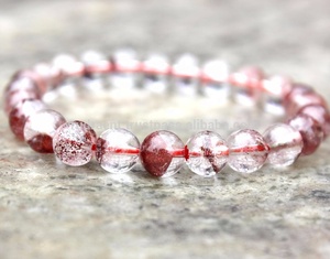 Pulsera elástica de cuentas redondas de piedras preciosas de cuarzo Lodolite de 8mm, cuentas de piedras preciosas naturales hechas a mano de cristal curativo - Product Image 2