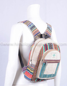 Mochila Nepalí de Cáñamo al por Mayor con Cáñamo Orgánico Libre de THC y Lona de Algodón con Diseño Azteca, Mochila Pequeña y Mediana HBBH 0067 - Product Image 4