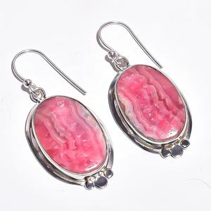 Rodocrosita-pendientes de plata de ley 925 hechos a mano, joyería de piedras preciosas, pendientes de plata fina, joyería de plata India - Product Image 1