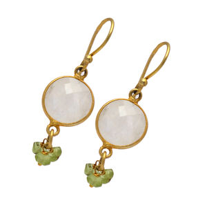 Rainbow Moonstone and Peridot Gemstone <b>Dangle</b> <b>Earrings</b> Handmade 925 <b>Sterling</b> <b>Silver</b> Jewelry Gift For Her 100% Natural & Genuine - Product Image 1