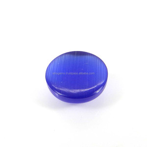 สังเคราะห์แมวตาคนทำ14มิลลิเมตรรอบ Cabochon 9.20 Cts พลอยหลวมสำหรับต่างหู - Product Image 2