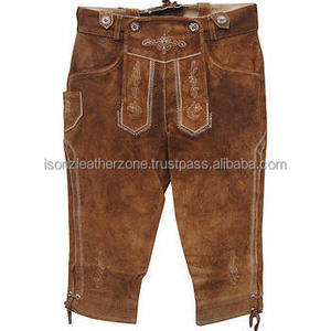 Bavarois Lederhosen Antik Vintage Trachten Shorts brodé coupe-vent Anti-rides maternité grande taille en cuir véritable - Product Image 4