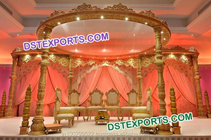 Ensemble de mandap en bois de cygne pour mariage, mandap de mariage traditionnel en bois, design de paon, décoration de mandap, décoration d'événement en Suisse - Product Image 5