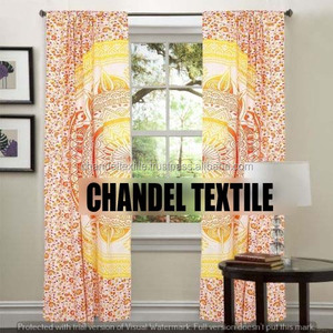 Ombre Mandala Handmade Valences 2PC Cotton Door <b>Curtains</b> Set Door Hanging Window Voile Door <b>Curtain</b> Decorative Ethnic Ombre Art - Product Image 1