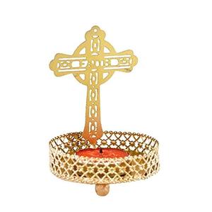 Porte-bougie en forme de croix de Jésus dorée, porte-bougie élégant en or, décoration de Noël en fer, porte-bougie - Product Image 3