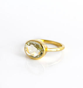 Green <b>Amethyst</b> Quartz Gemstone <b>ring</b> in 925 Sterling Silver Beautiful handmade <b>Gold</b> Plated Fashion Jewelry - Product Image 1