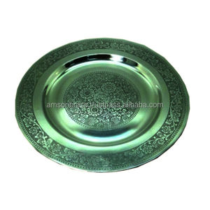 Plaque de chargement en acier inoxydable en métal caractéristique écologique plaque de chargement chromée assiettes - Product Image 2