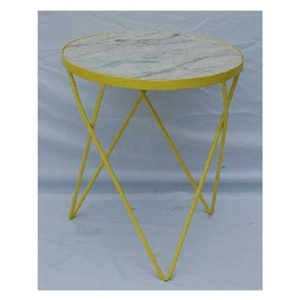 Exportador indio con recubrimiento en polvo amarillo mesa de acento ocasional - Product Image 1