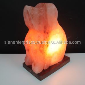 Lampes au sel de roche de l'Himalaya en cristal de haute qualité avec base en bois Artisanat naturel de Dog-Sian Enterprises - Product Image 4