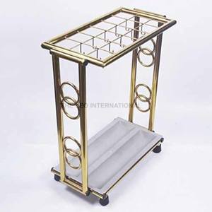 Porte-parapluie en acier inoxydable, forme unique, finition dorée brillante, style moderne, accessoire de luxe pour la maison - Product Image 1