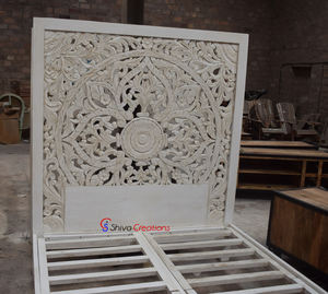 Lit King-Size de Style Antique Indien avec Tête de Lit en Bois Sculpté Haute Qualité Design Moderne Doux pour la Maison Hôtel Chambre à Coucher Meubles - Product Image 4