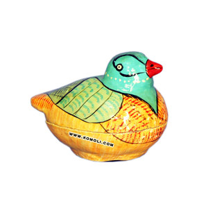 Hand Painted <b>Bird</b> Shape Paper Mache Home Decor Box - Product Image 2
