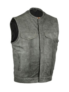 Chaleco de cuero de vaca genuino para motorista nuevo estilo para hombre al por mayor Chaleco de cuero de motorista callejero de alta calidad talla grande precio barato - Product Image 3