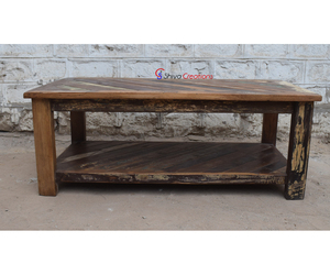 Muebles Vintage de la India antigua para el hogar, mesa de café de madera maciza reciclada, estilo rústico - Product Image 1