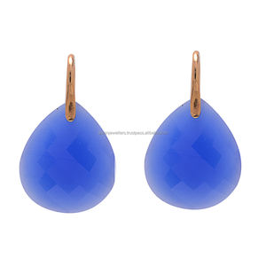 Blue Chalcedony 925 Sterling Silver Gemstone Earrings Handmade Silver Jewelry - Product Image 1