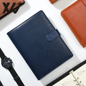 A5 Tùy Chỉnh Logo Máy Tính Xách Tay PU Leather Notepad Bìa Cứng Với Magnetic Snap Và Pen Loop