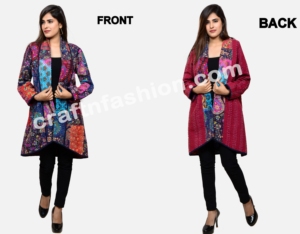 Veste de travail matelassée en soie Kantha-haussement d'épaules Kantha réversible-haussement d'épaules bohémien-haussement d'épaules Kantha-broderie à la main - Product Image 3