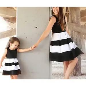 New Arrival Customized Flower Angels Printed Midi Mom And Daughter Matching Party Wear Dress