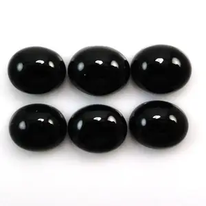 Acheter Taille 7x9mm Naturel Noir Onyx Pierre Ovale Lisse Calibré Dos Plat Cabochon Pierres Précieuses Lâches Pour La Dernière Fabrication De Bijoux Utilisation