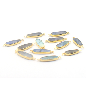 Labradorite naturelle de forme ovale, sertie en argent sterling 925, plaqué or 14 carats, connecteur fait main pour la fabrication de bijoux - Product Image 4