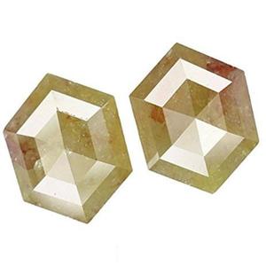 Par de diamantes sueltos naturales con forma hexagonal Color amarillo gris I3 Claridad 3,56 Ct 100% Diamantes naturales de sal y pimienta - Product Image 1