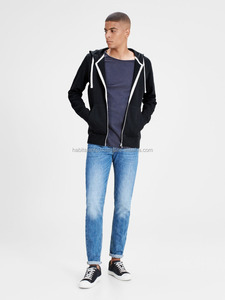 Sudadera con capucha con estampado 3D para hombre, logotipo personalizado bordado, Sudadera de felpa francesa, algodón, cremallera térmica, negro - Product Image 3