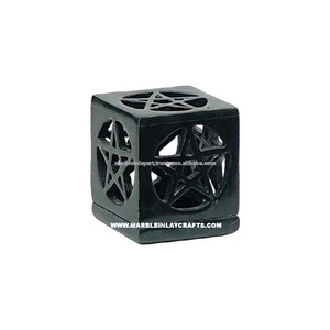 Porte-bougie antique en pierre ollaire noire - Product Image 1