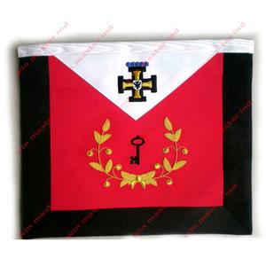 Masonic Regalia ผ้ากันเปื้อนสีแดงปักด้วยเชือกสีแดงคอหนังสำหรับใช้ฟรีเมสัน - Product Image 3