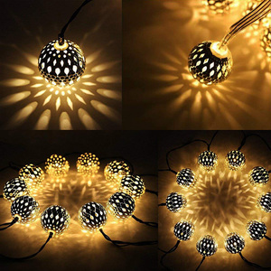 Vente directe d'usine, <span class=keywords><strong>20</strong></span> boules de lumières solaires marocaines dorées scintillantes, LED à piles IP65, <span class=keywords><strong>guirlande</strong></span> lumineuse de Noël marocaine - Product Image 2
