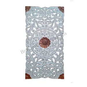 Sculpté professionnellement à la main meilleure qualité MDF bois blanc Antique couleur panneau décoratif mural pour hôtels chambres et décoration intérieure - Product Image 1