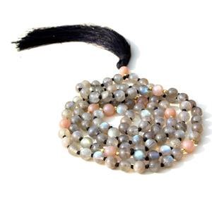 Collier de pierres précieuses Labradorite, 108 perles de Mala, cristal de guérison, bijoux de Yoga, pierre précieuse - Product Image 2