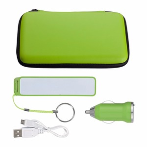 Deluxe Travel Kit - Includes Car <b>Adapter</b>, Portable Charger with Key Ring and Comes with Your logo - Product Image 5