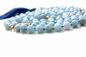 สร้อยคอลูกปัดหลากสีอะความารีน108มาลาสำหรับภาวนาแบบผูกปมยาวเครื่องประดับลูกปัดแฟชั่น - Product Image 5