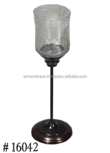 Bougeoir décoratif en verre imprimé Bougeoir de table en verre en laiton pour la décoration du festival de Noël - Product Image 2