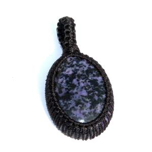 Charoite Cabochon Macramé Cordon Wrap Pierre Pendentif Style Bohème Bouddhiste Macramé Artiste Cristal Guérison Piedras Naturales - Product Image 1