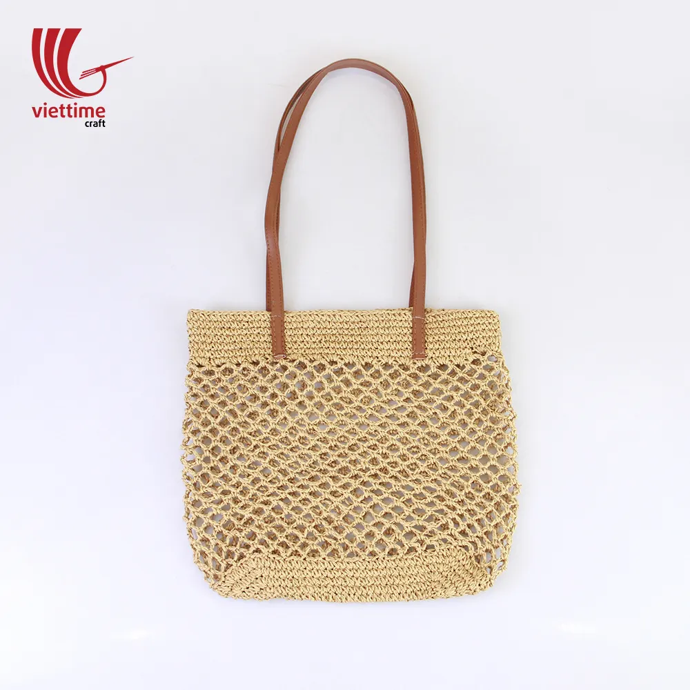 Light brown straw beach bag/Wholesale Handicraft Women Bag