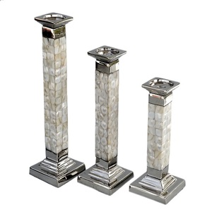 Mother of Pearl Decorative Candle Stand Sustainable Quality Metal Candle Holder with Customized Size and Shape - Product Image 1