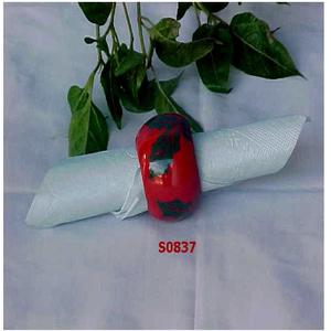 Anneaux de serviette en bois peints à la main avec logo personnalisé en gros - Product Image 1