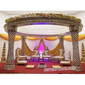 Palácio de cristal de casamento, mandap de cristal dourado palácio de casamento palácio mandap/palco