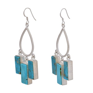 Boucles d'oreilles en argent sterling 925 turquoise pour fête de mariage ou cadeau - Product Image 2