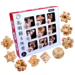 3D Legpuzzels Houten Klassieke Kubus Genius Puzzel En Brain Teasers Set Van 6 Oude China Kongming Luban Lock