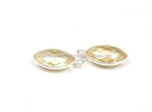 Luz citrino cuarzo piedra preciosa chapado en oro Marquesa forma bisel conector para la fabricación de joyas doble fianza facetado bisel elegante - Product Image 5