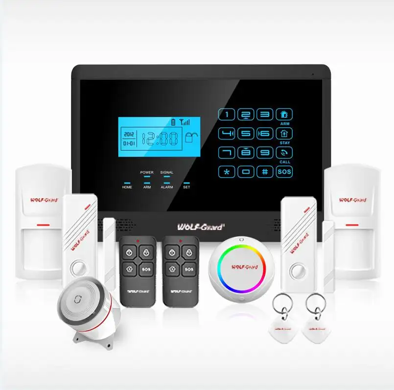 YL-007M2BX GSM alarm system with LCD display and touch keypad wireless gsm auto-dial home alarm