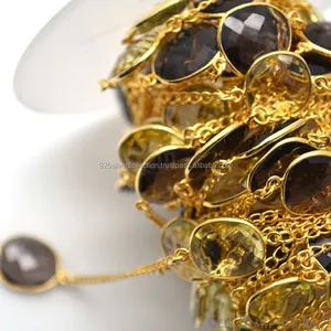 رائع الأزياء الليمون توباز الأحجار الكريمة 14K مطلية بالذهب موصلات صنع المجوهرات بالجملة