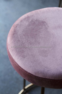 Noir Velours Pouf Tabouret Avec Base En Or - Product Image 6