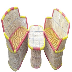 Ensemble de canapé en rotin avec accoudoirs, style moderne et écologique, 2 places, ensemble de canapé en bambou pour salon - Product Image 2