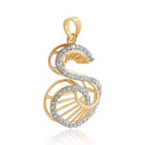 Colgante de doble corte con diamantes de pavé blanco, 14k, inicial de oro sólido S, joyería de diseño - Product Image 2