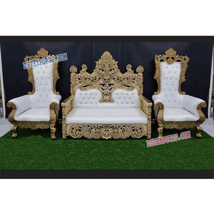El mejor juego de sofás de boda de Bollywood, bodas indias, juegos de sofás dorados Maharaja, estilo francés, muebles de boda de lujo personalizados, EE. UU. - Product Image 1