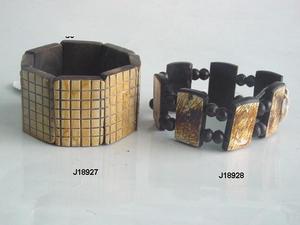 Bracelets en incrustation de nacre et incrustation de corne extensibles de haute qualité Bracelets de forme ovale pour femmes et filles. - Product Image 3