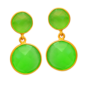 สีเขียว prehnite Chalcedony BEZEL ต่างหูห้อย925เครื่องประดับเงินสเตอร์ลิงทองแหวนแฟชั่นสำหรับผู้หญิงสำหรับงานแต่งงาน - Product Image 1